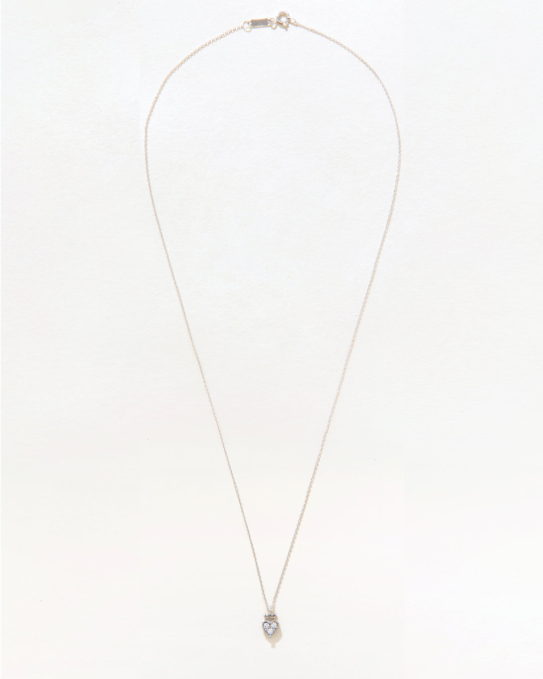 Royal Crown Heart 14K White Gold Diamonds Necklace