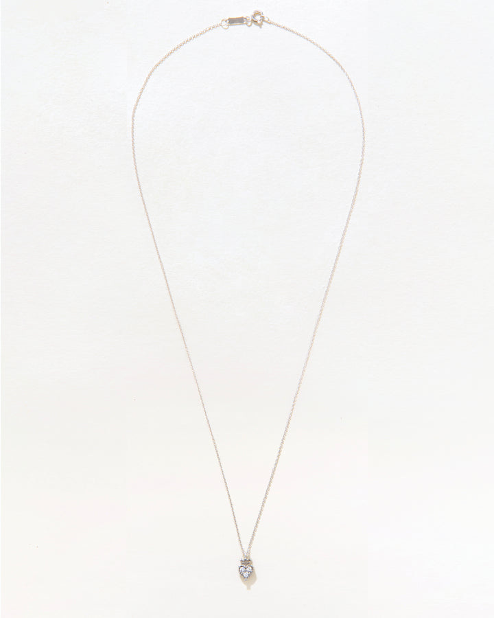 Royal Crown Heart 14K White Gold Diamonds Necklace