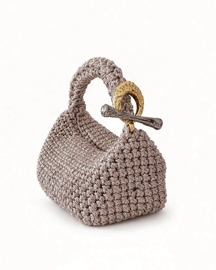 Small Gigi Clasp Bag - Metallic Platinum