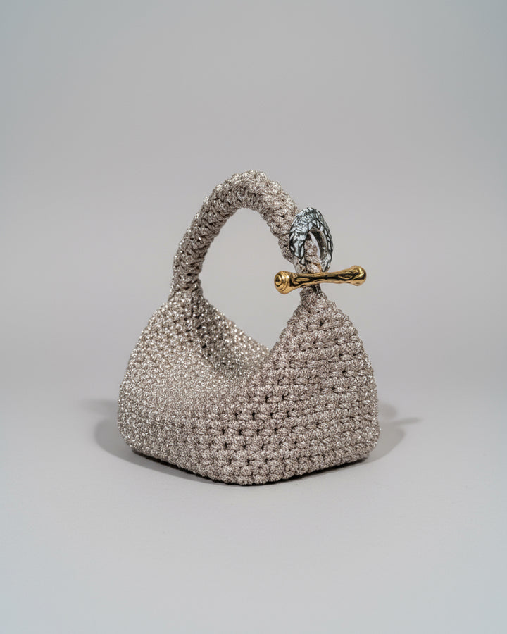 Small Gigi Clasp Bag - Metallic Platinum
