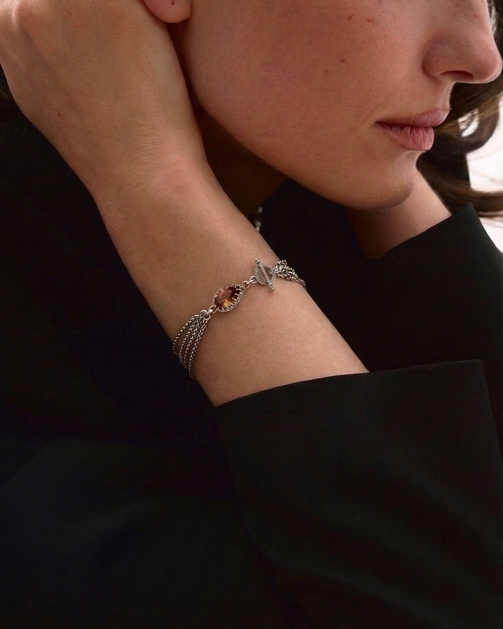 Vintage Rose Silver Necklace & Bracelet Set