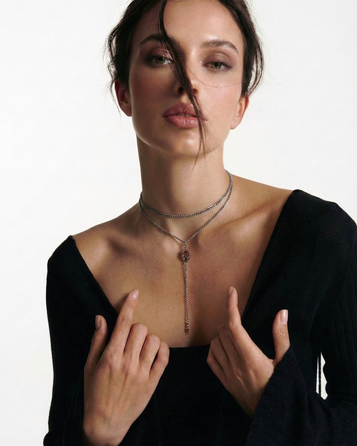 Vintage Rose Silver Necklace & Bracelet Set