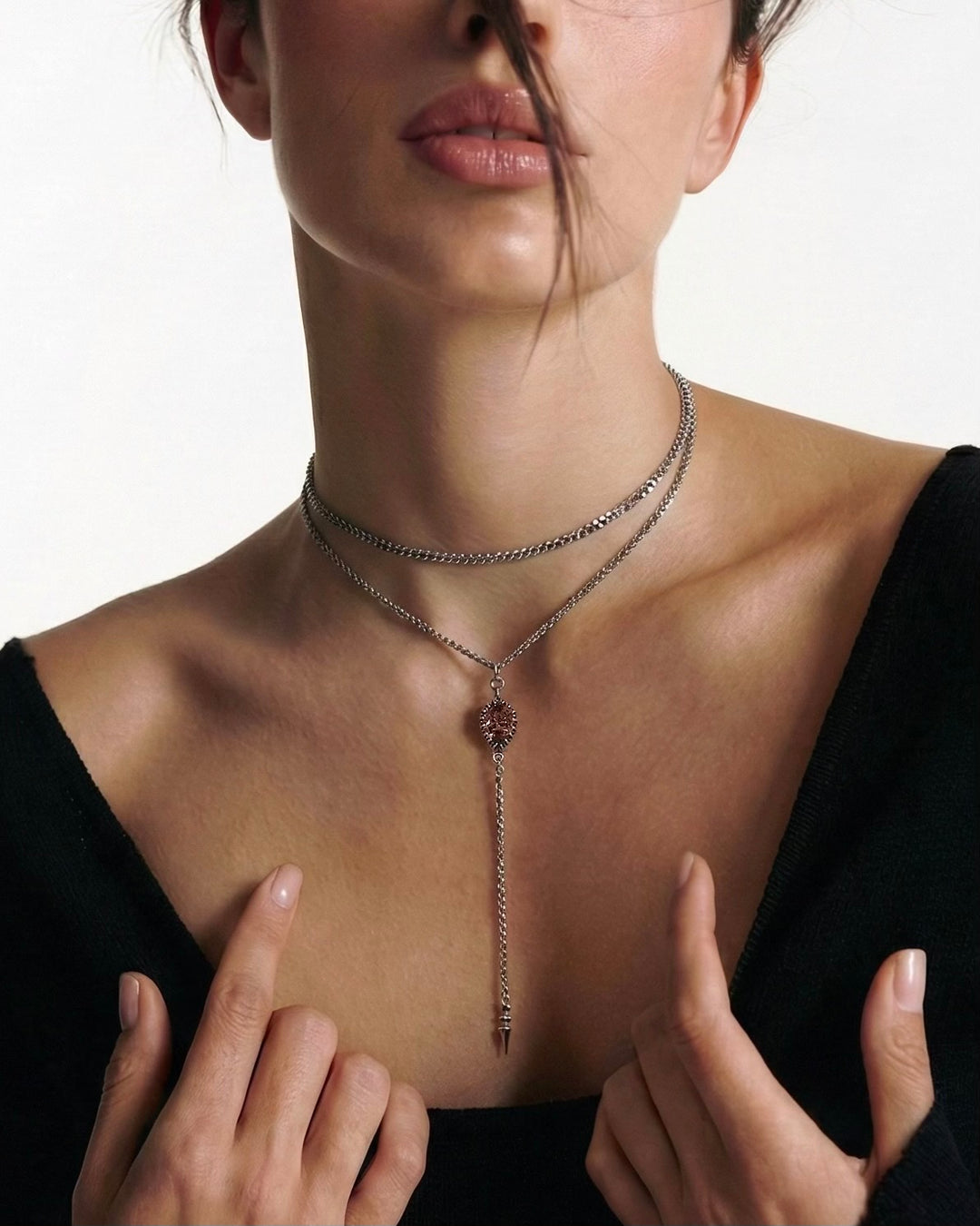 Vintage Rose Silver Necklace & Bracelet Set