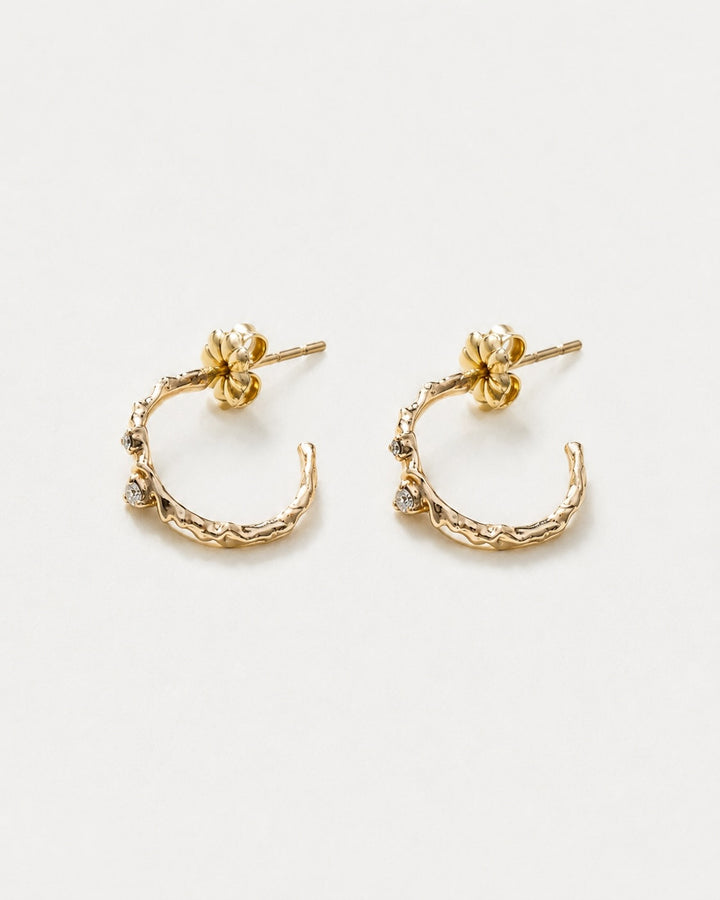 Wavy 14K Gold Diamonds Earrings