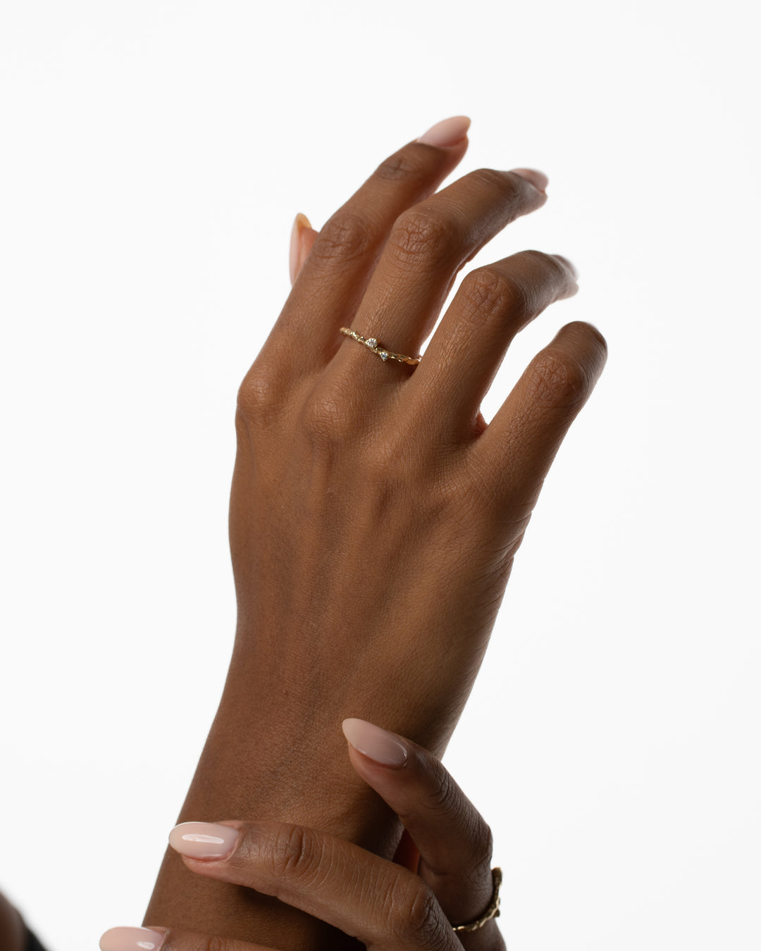 Wavy 14K Gold Diamonds Ring