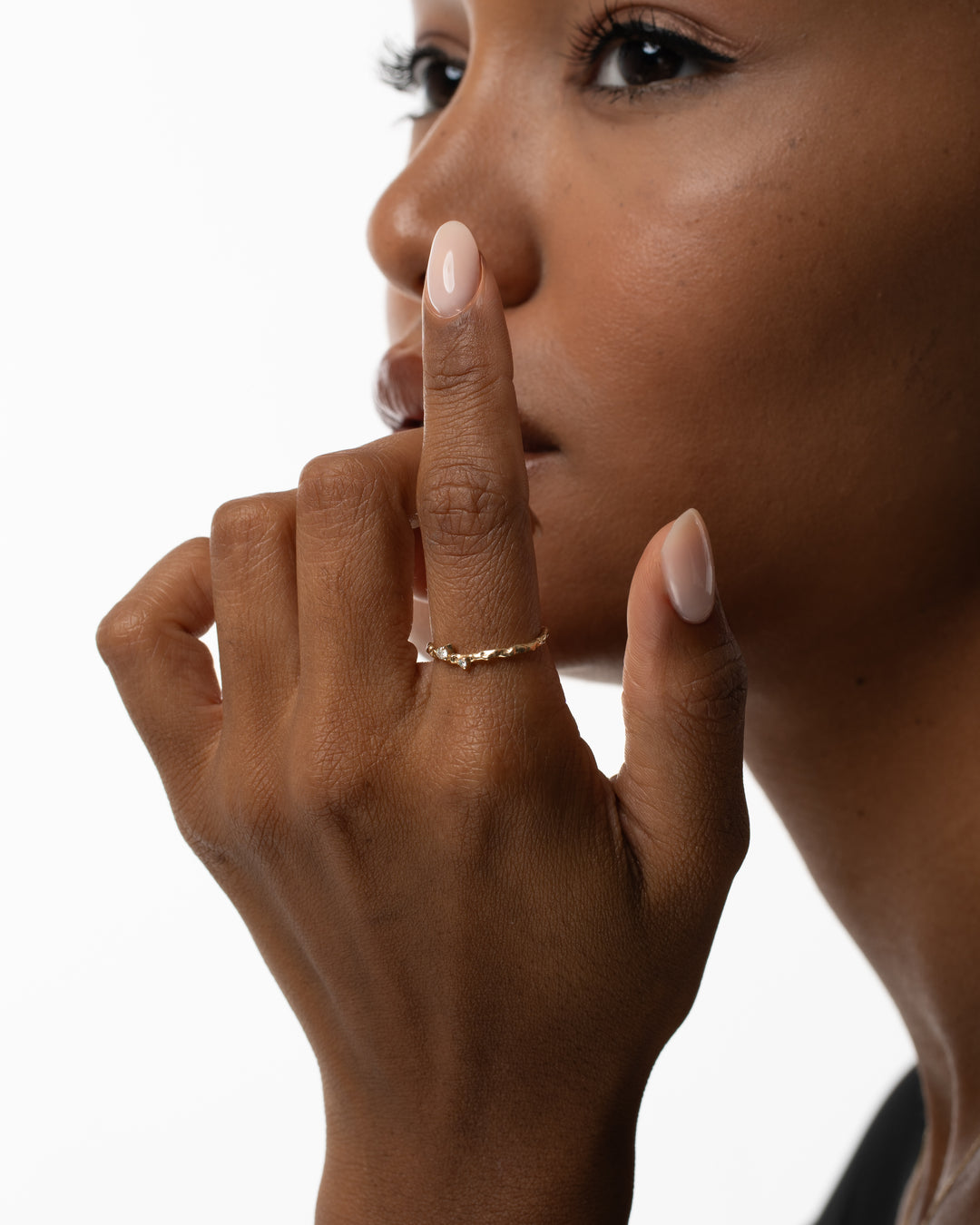 Wavy 14K Gold Diamonds Ring