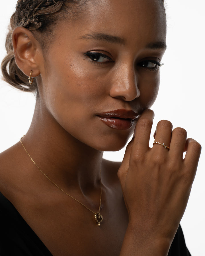 Wavy 14K Gold Diamonds Earrings