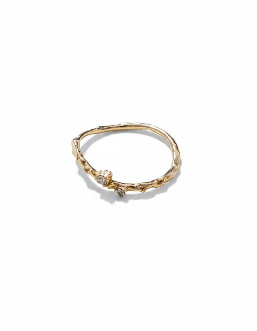 Wavy 14K Gold Diamonds Ring