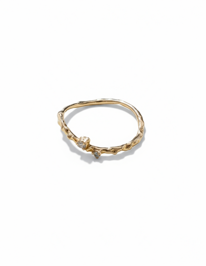 Wavy 14K Gold Diamonds Ring