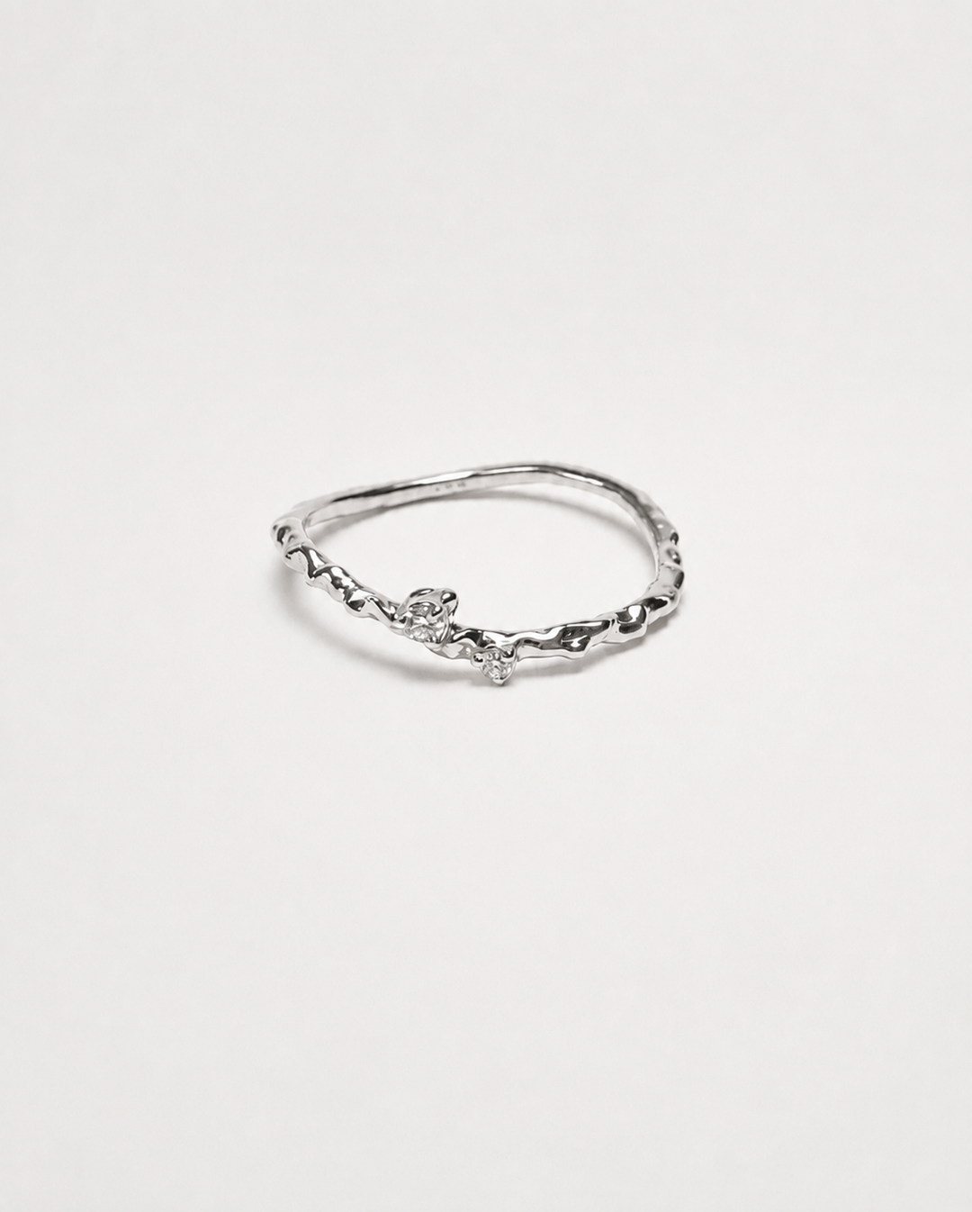 Wavy 14K Gold Diamonds Ring