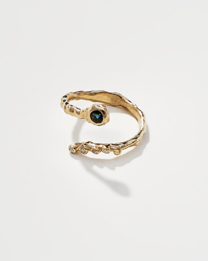 Wrapy 14K Gold Diamonds Tourmaline Ring