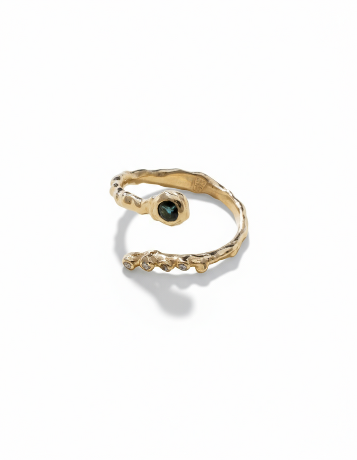 Wrapy 14K Gold Diamonds Tourmaline Ring