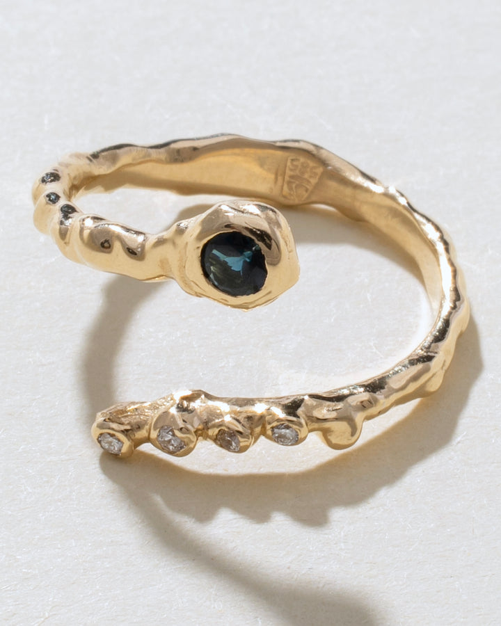 Wrapy 14K Gold Diamonds Tourmaline Ring