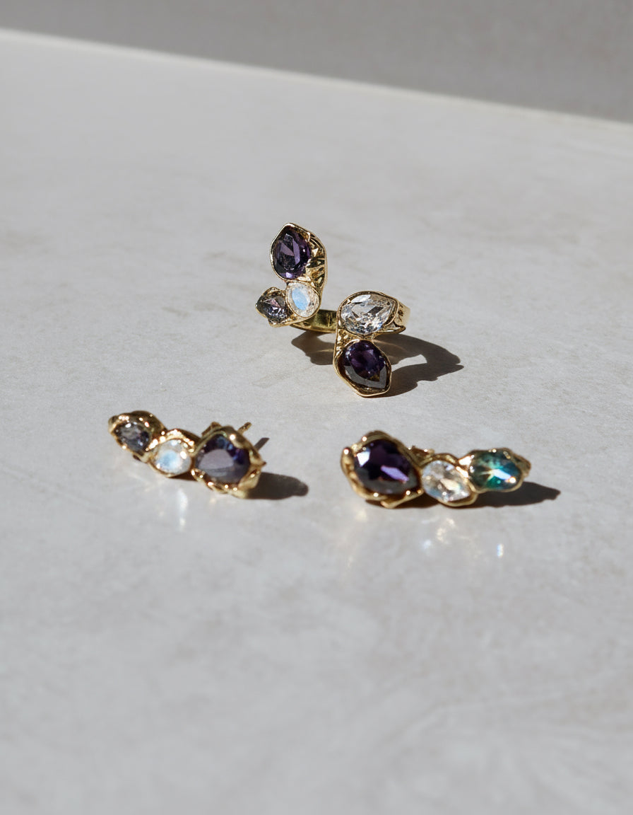 Blossom Necklace & Earrings Set - Gold Plated Sterling Silver 925