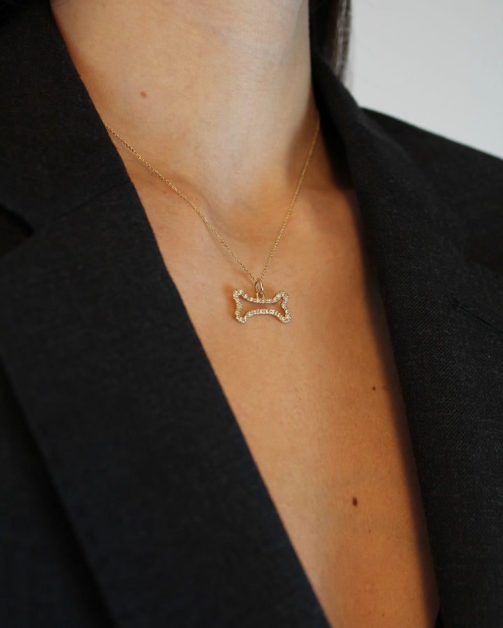 Bone 14K Gold Diamonds Necklace