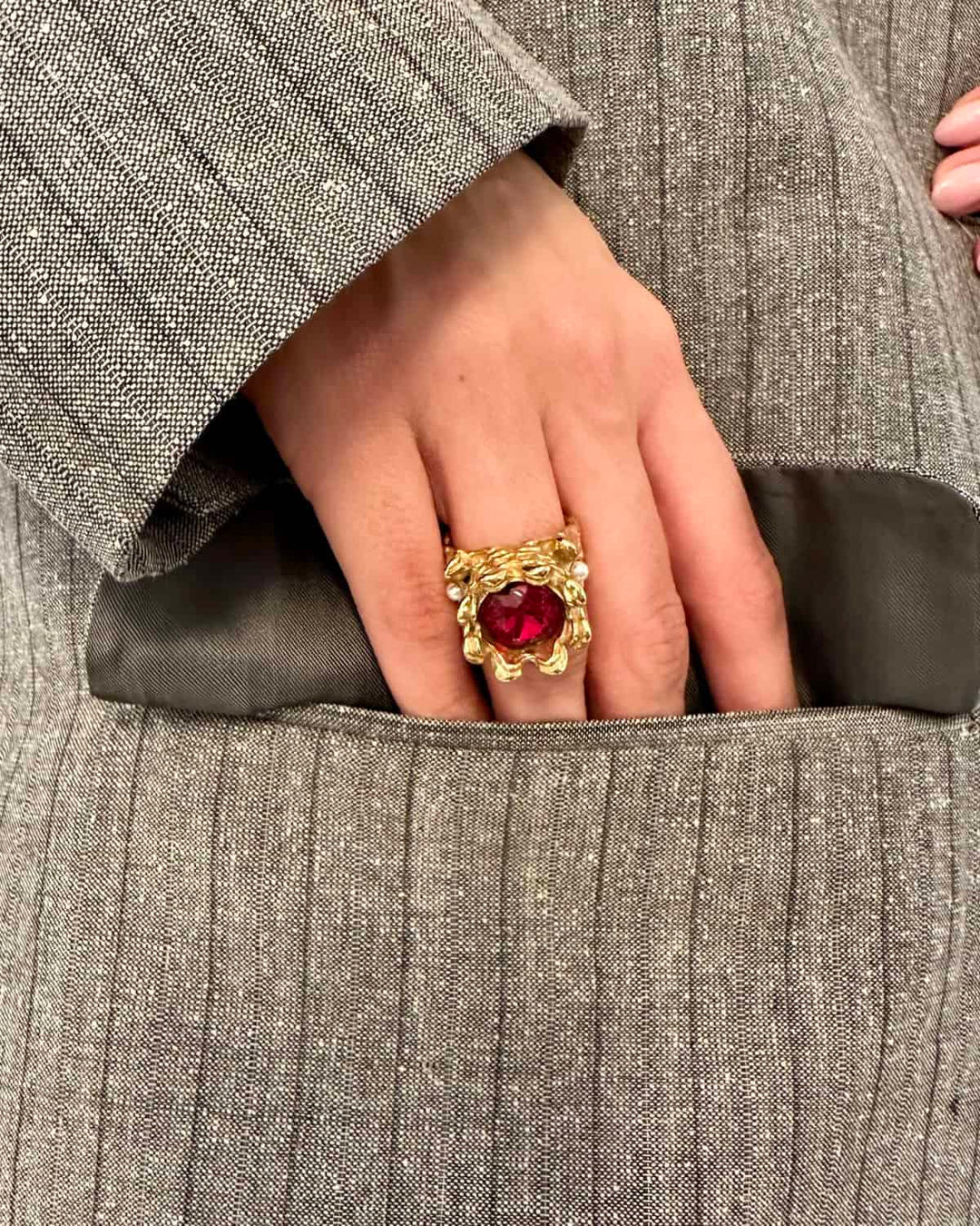 Crystal Royal Ring Stainless Steel Gold Finish