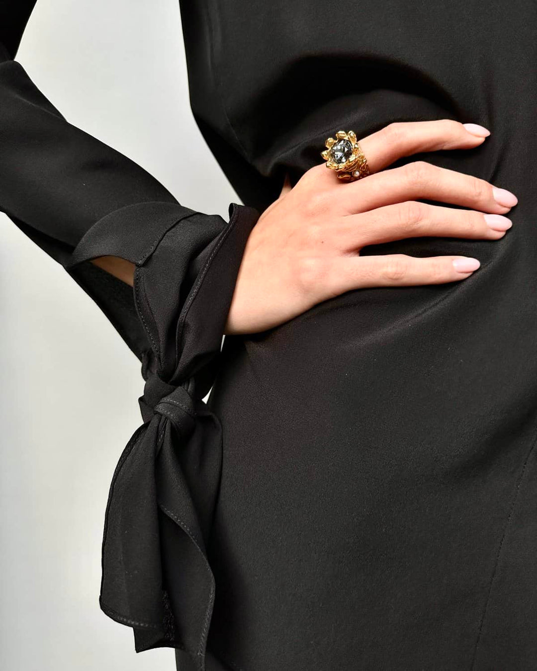 Crystal Royal Ring Stainless Steel Gold Finish