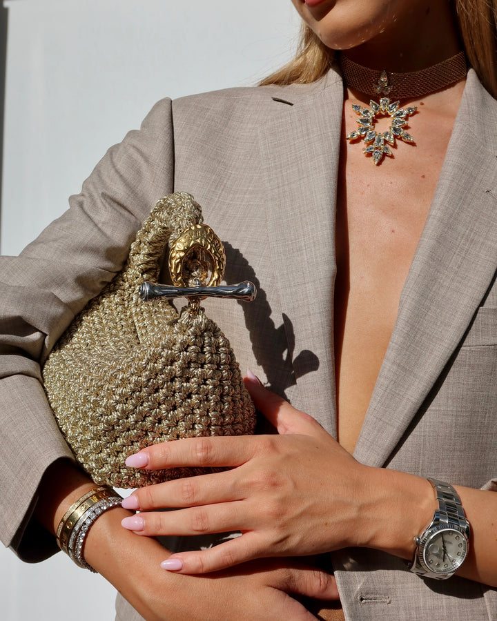 Small Gigi Clasp Bag - Metallic Gold