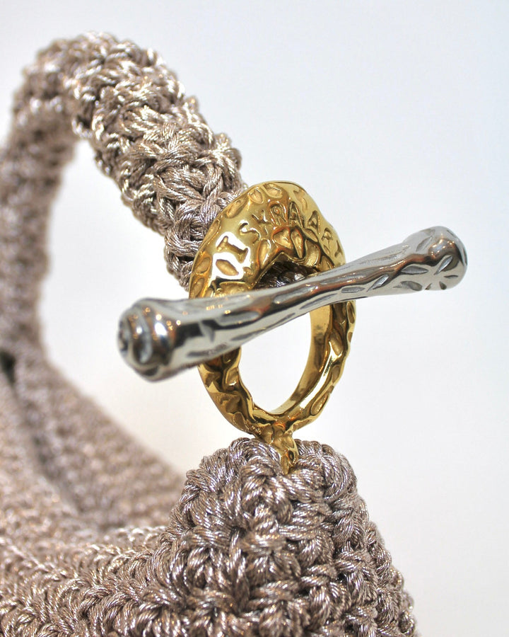 Small Gigi Clasp Bag - Metallic Platinum