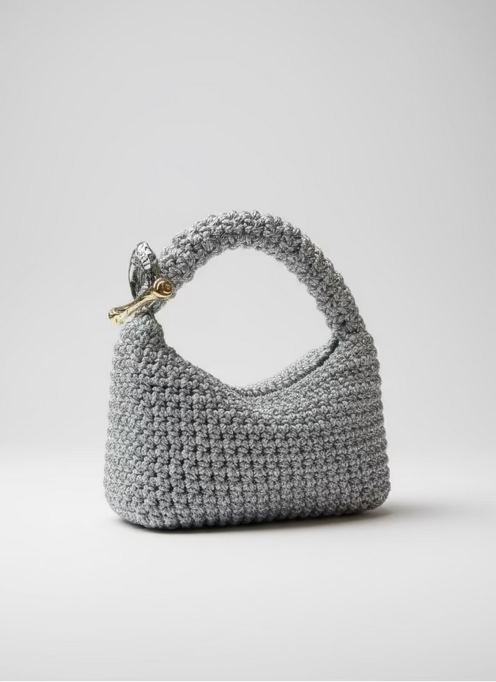 Medium Gigi Clasp Bag - Metallic Silver
