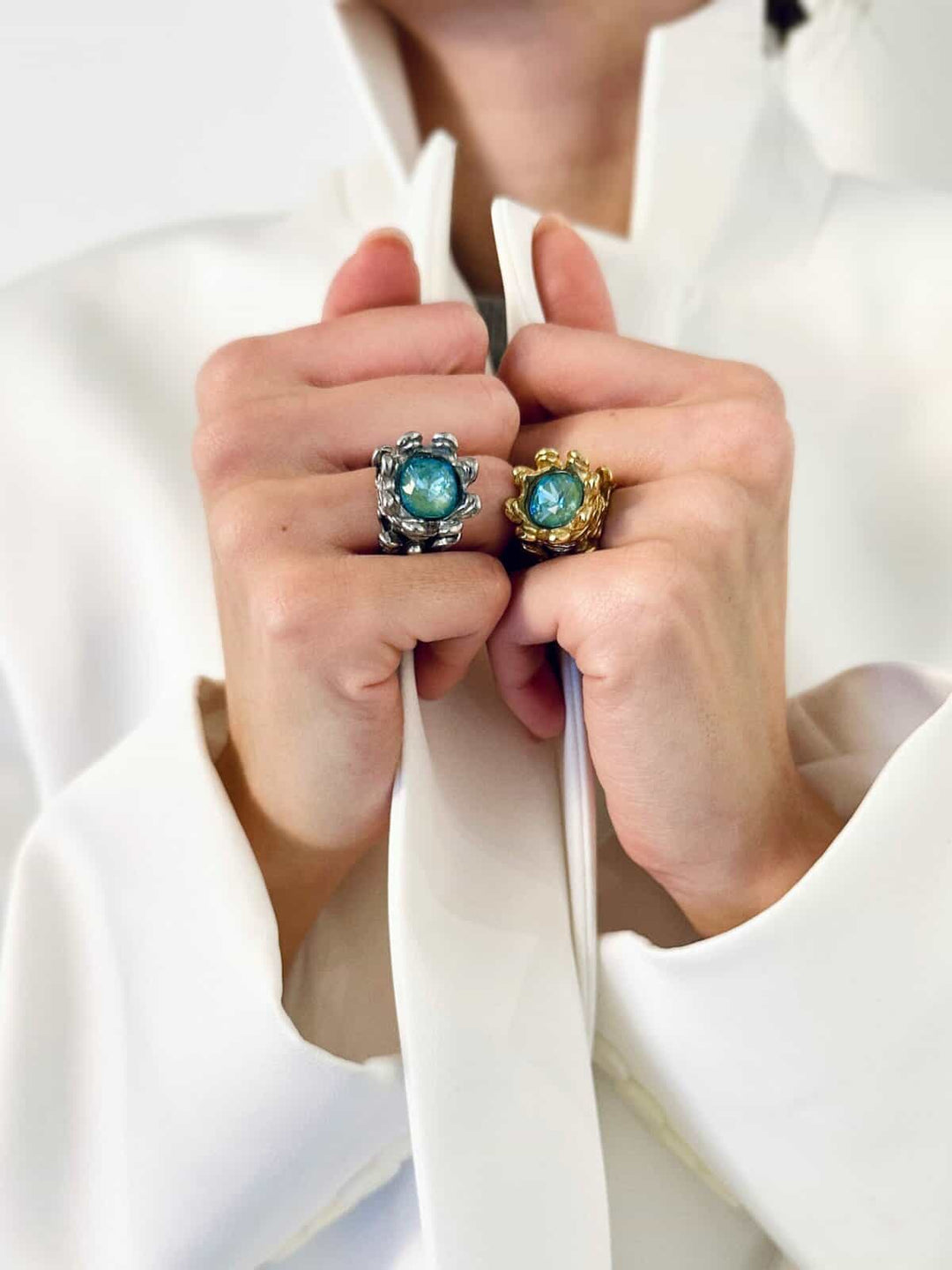 Crystal Royal Ring Stainless Steel Gold Finish