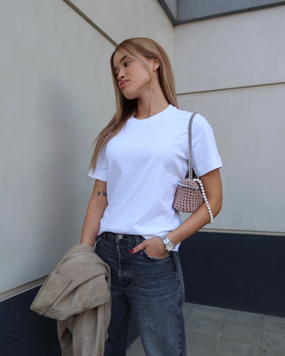 Mini Pearl Stella Clasp Bag - Metallic Rose