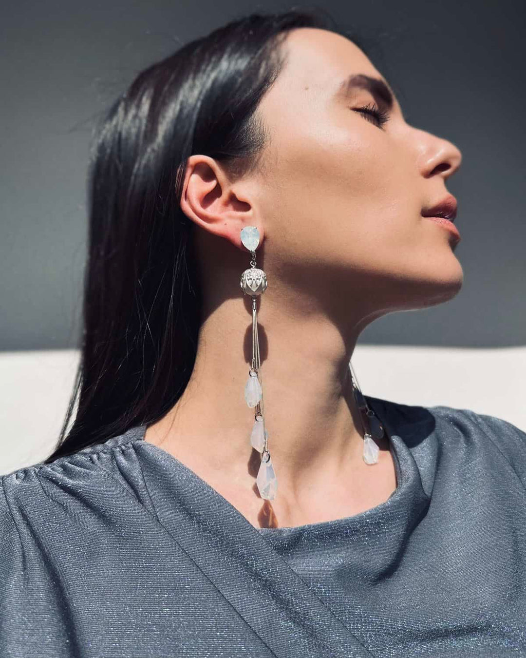 White Gorgona Earrings