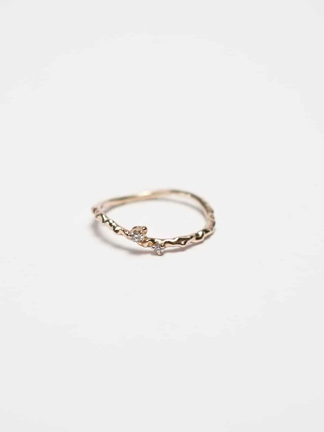 Wavy 14K Gold Diamonds Ring