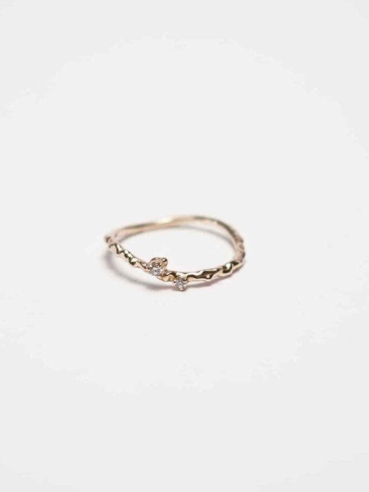 Wavy 14K Gold Diamonds Ring
